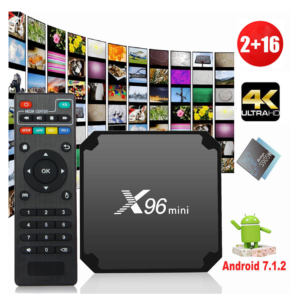 X96 mini Android TV box with remote.